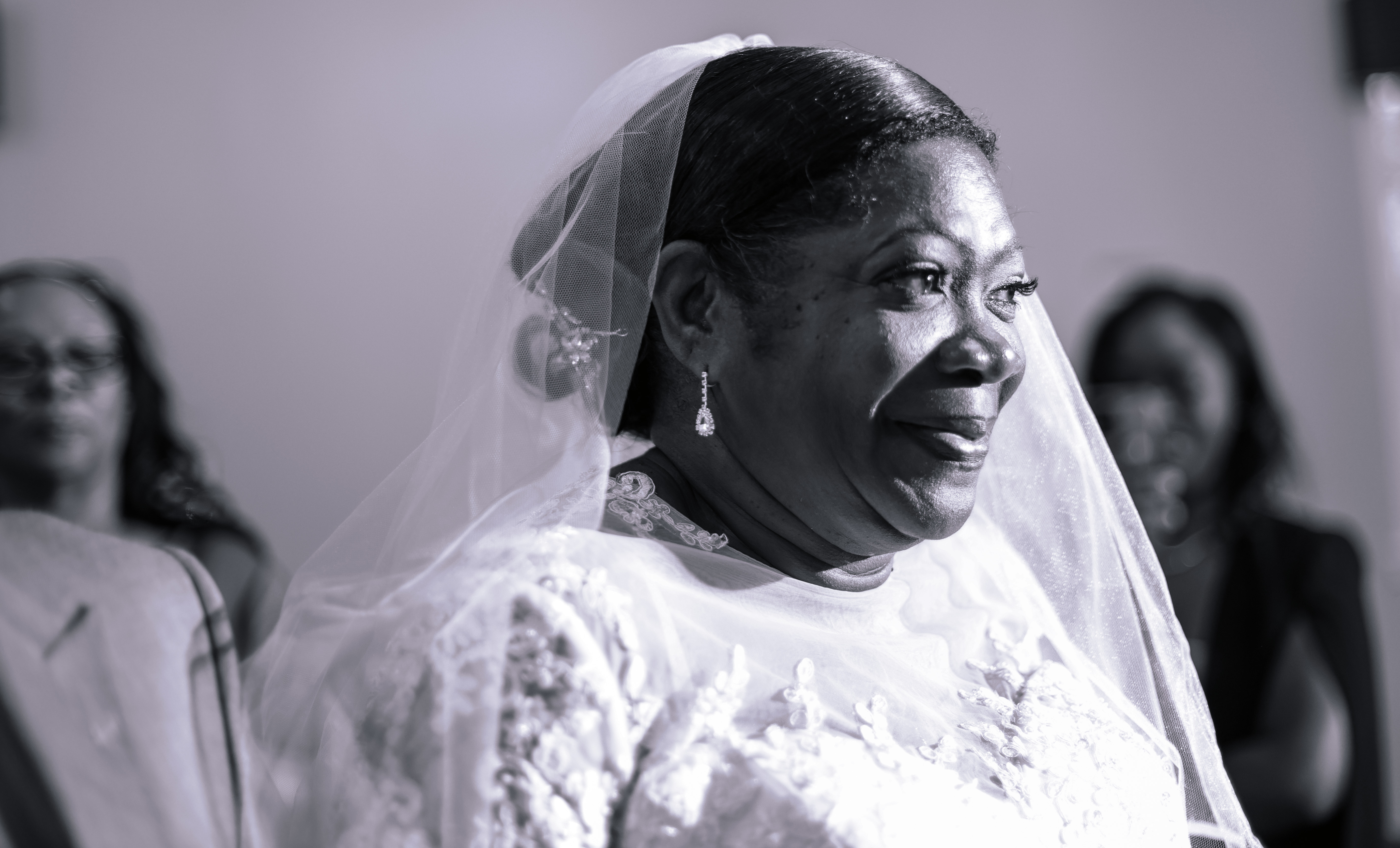Black and white bride portrait from a wedding photographed by Media Circle in Stonecrest, GA